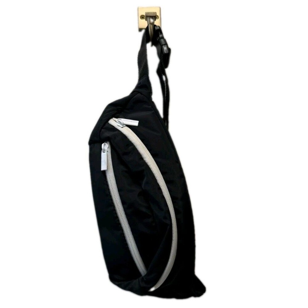 Black Zippered Sling Belt Bag Fanny Pack Travel Waist Purse Buckle Strap Unisex